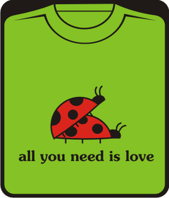 Прикольные футболки: ALL YOU NEED IS LOVE с божьими коровками